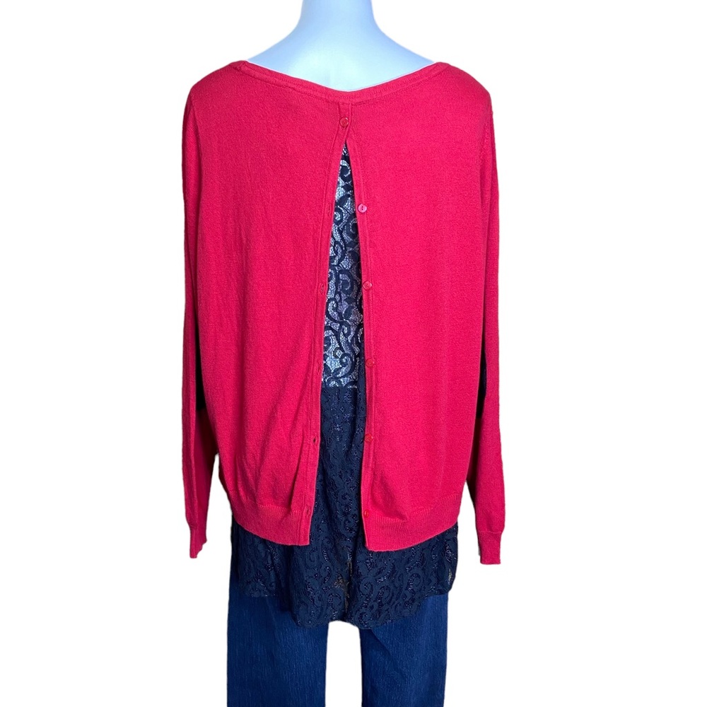 TORRID Lace Hem Pullover Sweater Split Button Bac… - image 9